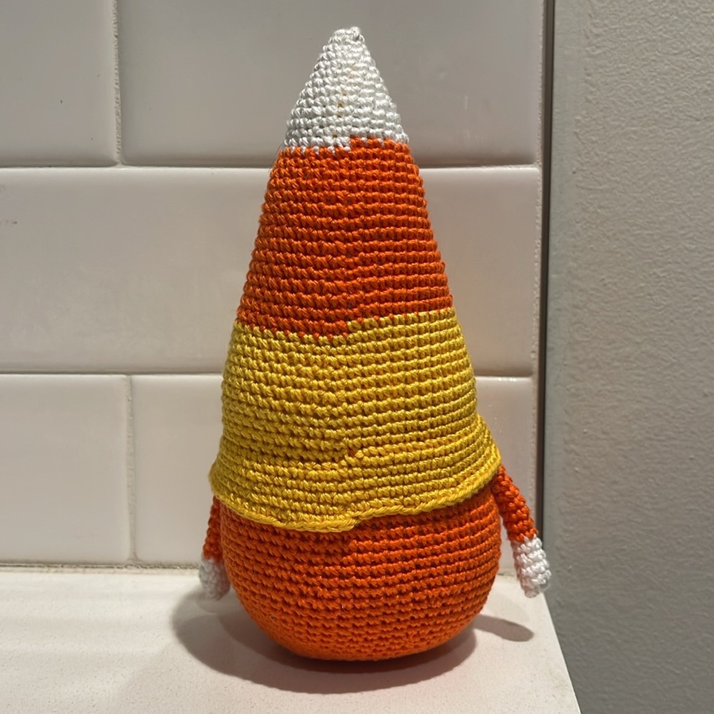 Handcrafted Candy Corn Gnome Holiday Halloween Fall Decor Amigurui Crochet - Picture 7 of 10